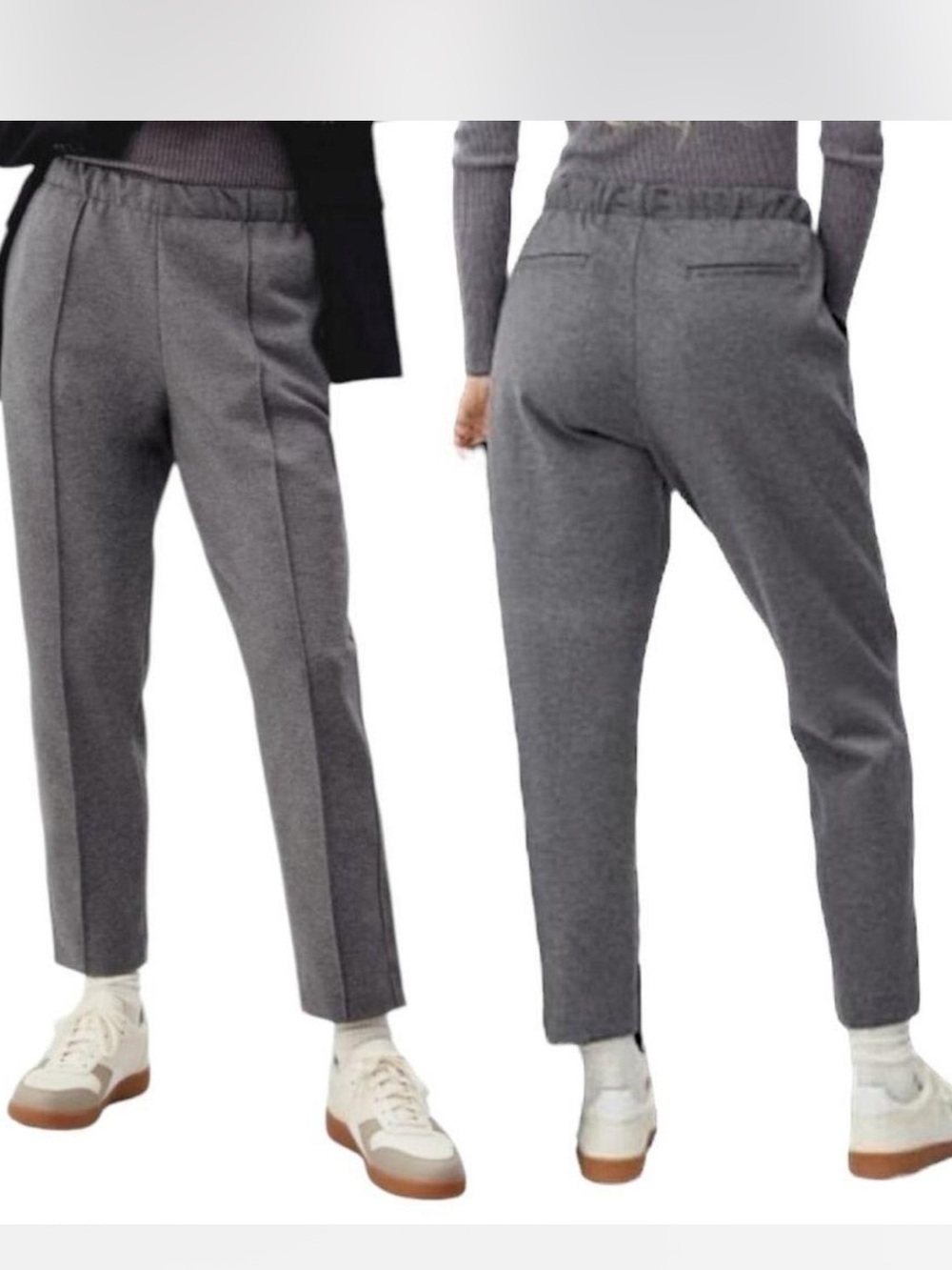 EVERLANE The Dream Pant in Heather Charcoal Pull On Straight Leg Front Seam, S